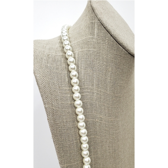 Faux Pearl 31 inches Opera Necklace, Long Pearl Necklace White, Women Gift Her - Picture 2 of 4